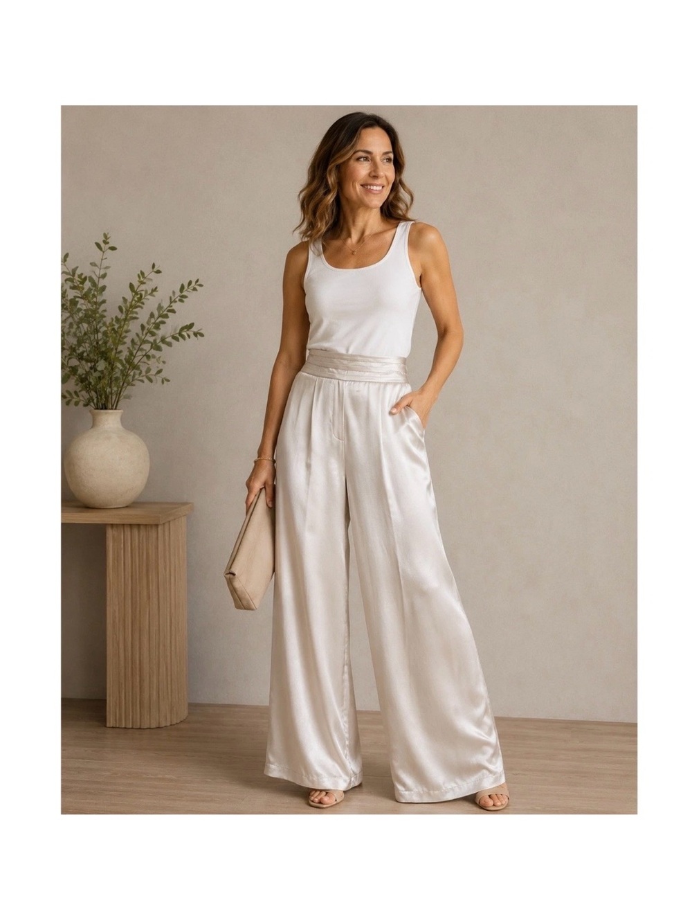 Ramy Brook Joss Wide-Leg Pants in Beige